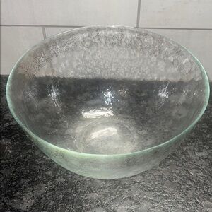 Vintage Clear Textured Glass Bowl with gold fleck trim. Excellent condition.